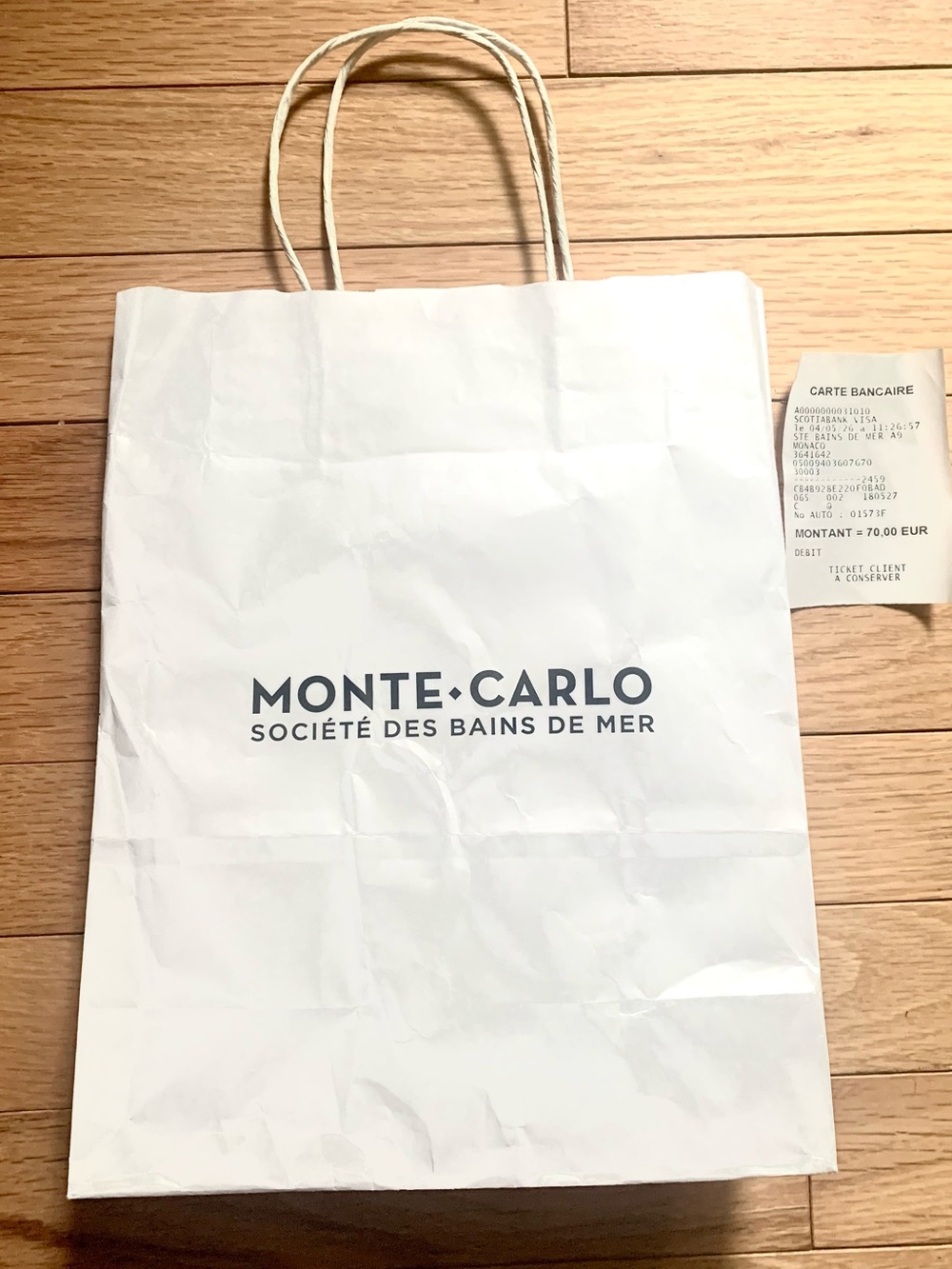 Monaco, Société des Bains de Mer Shopping Bag & Official Transaction Slip